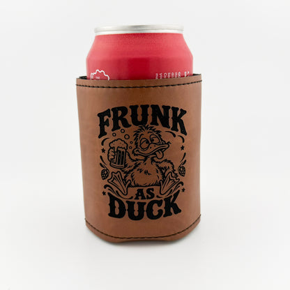 Frunk as Duck engraved light brown leatherette can cooler