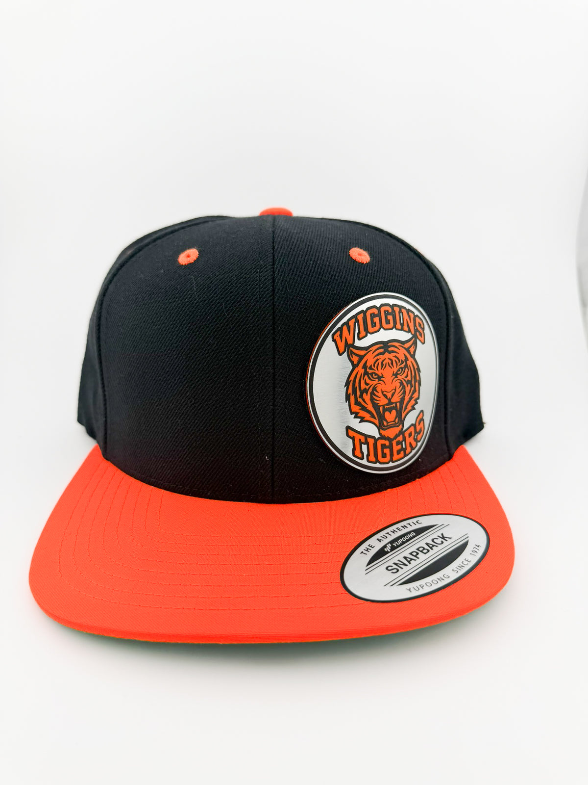 Wiggins Tigers snapback hat, front view