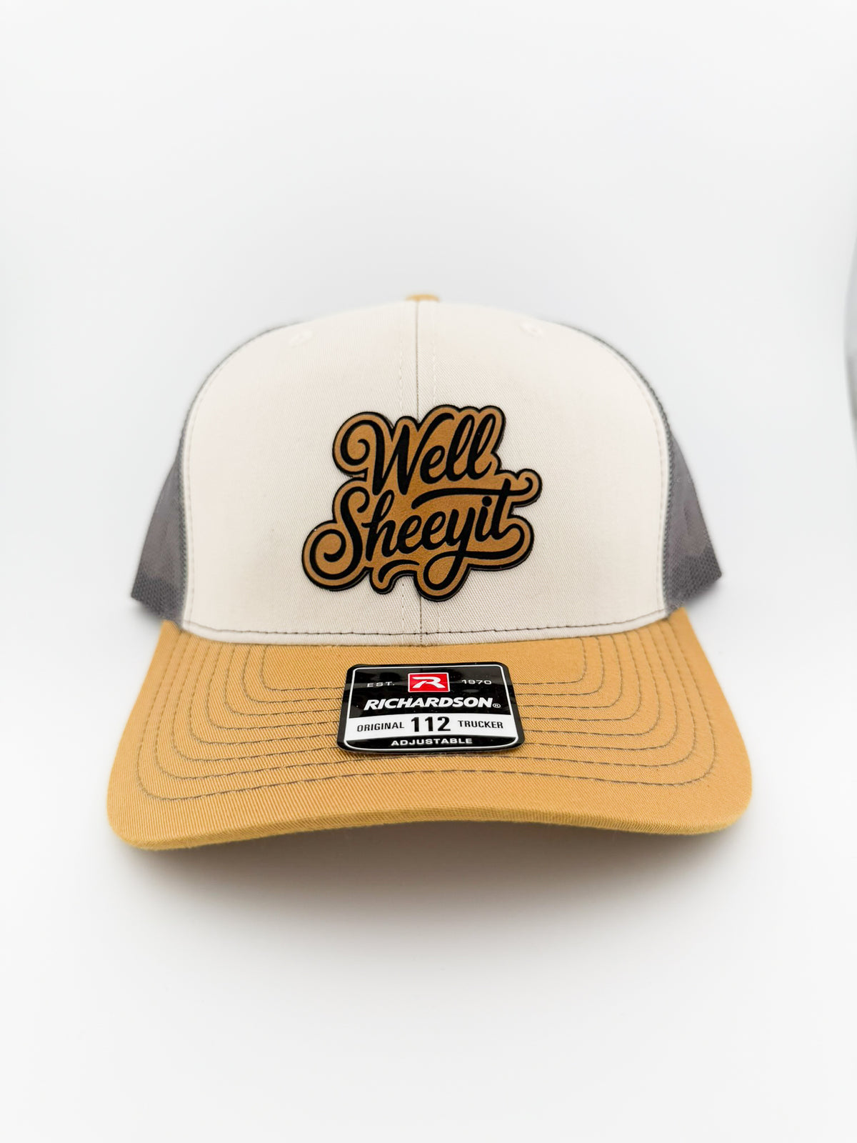 Well Sheeyit leatherette patch hat, front view