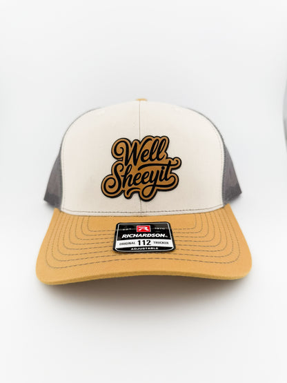 Well Sheeyit leatherette patch hat, front view