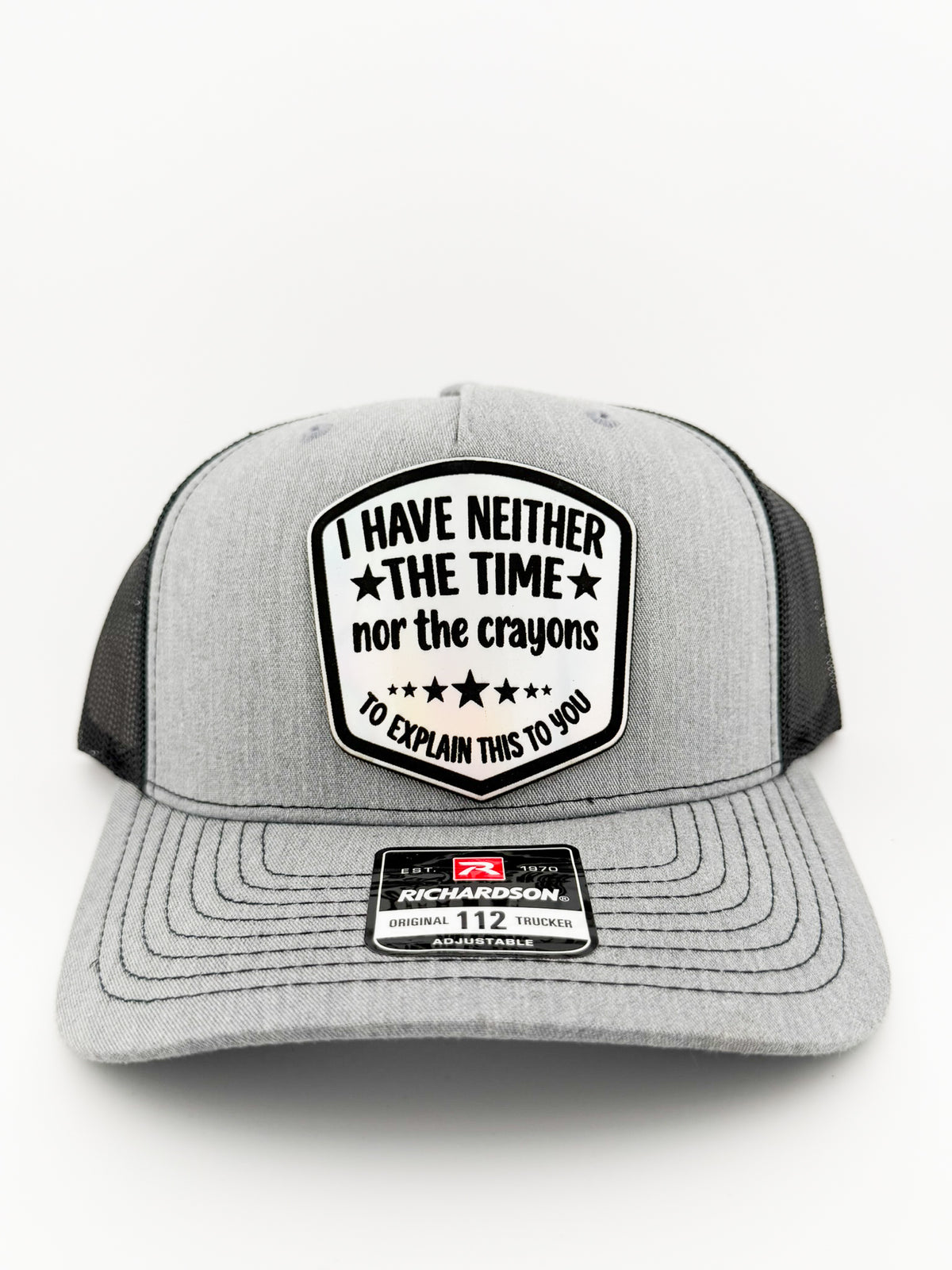 Neither the Time nor the Crayons holographic patch hat, front view