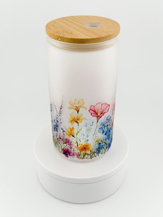 Wildflower Wrap Glass Can