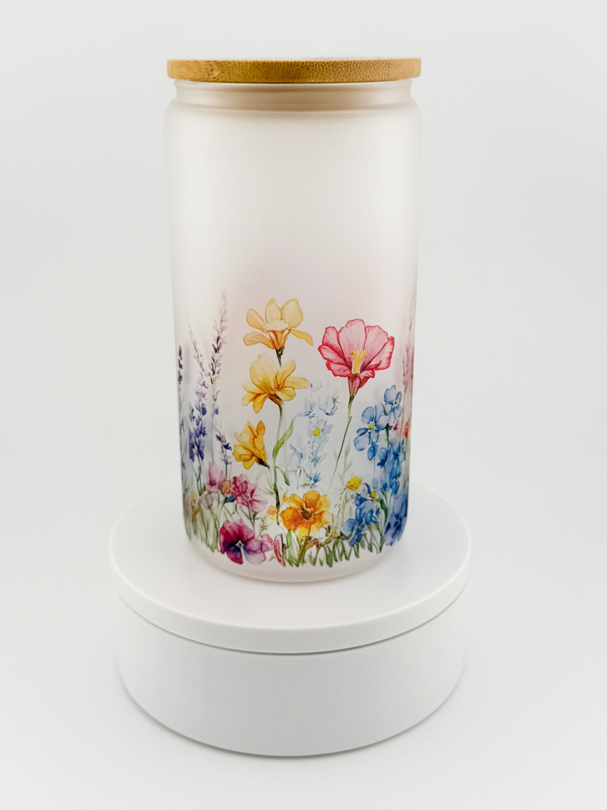 Wildflower Wrap Glass Can