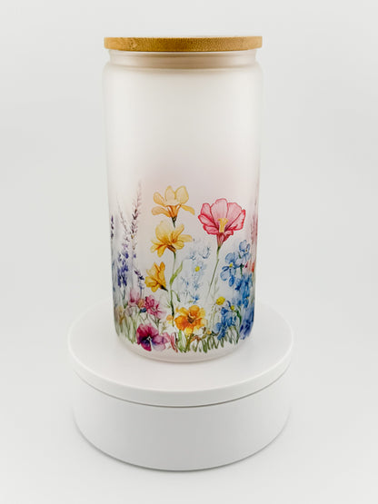 Wildflower Wrap Glass Can