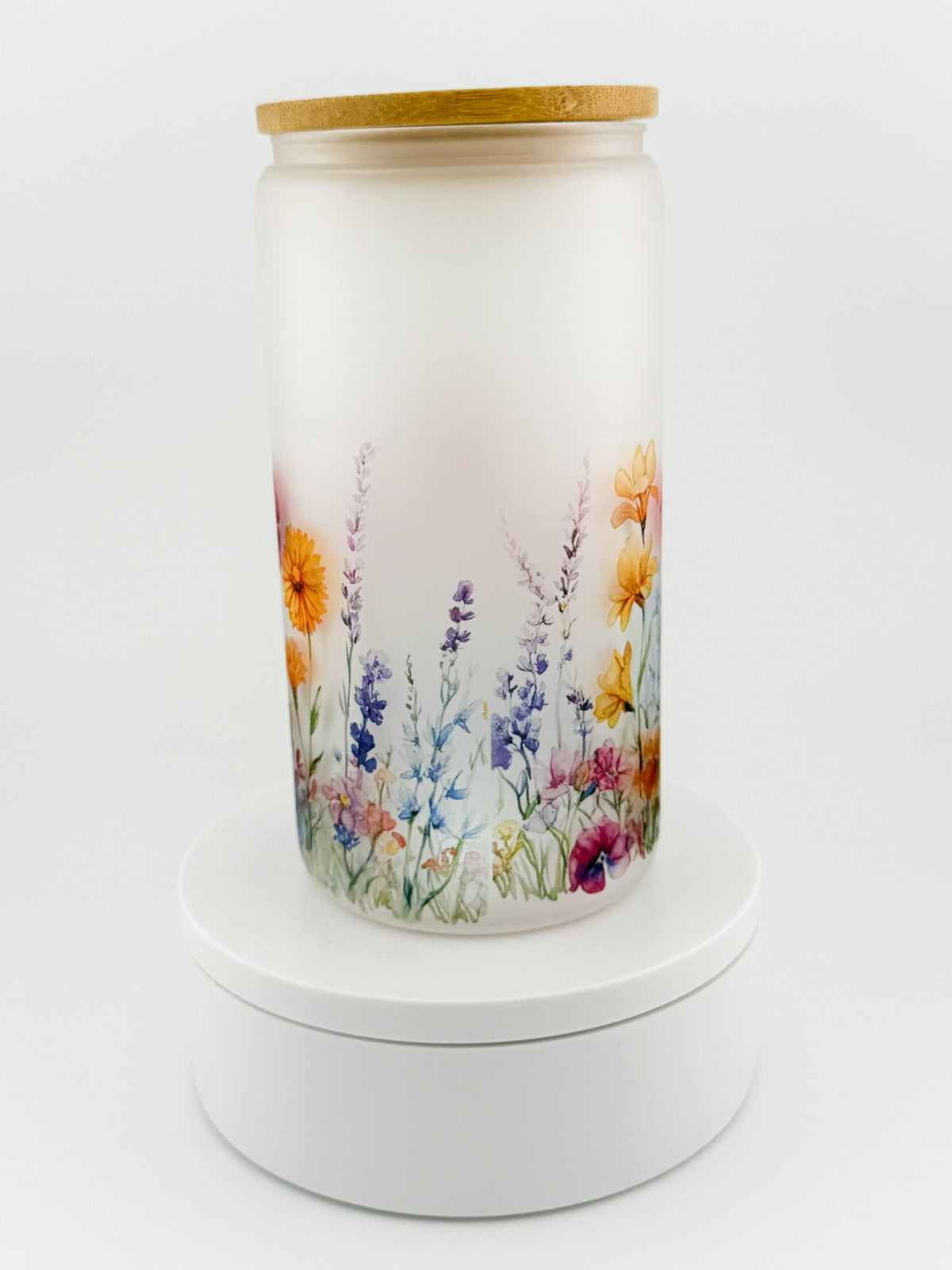 Wildflower Wrap Glass Can