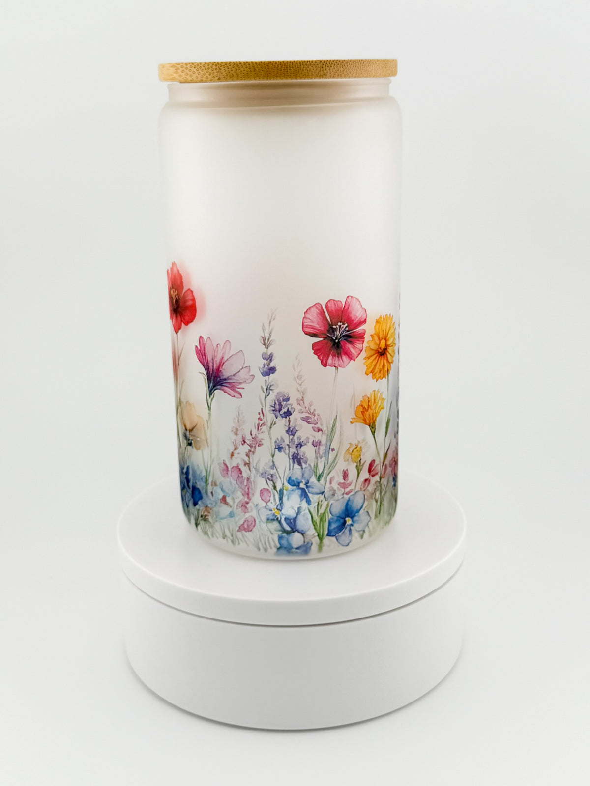 Wildflower Wrap Glass Can