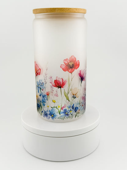 Wildflower Wrap Glass Can