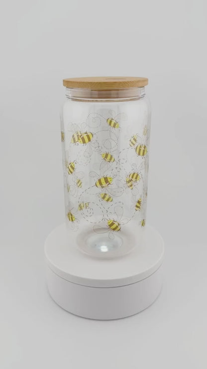 Buzzing Bees Glass Can