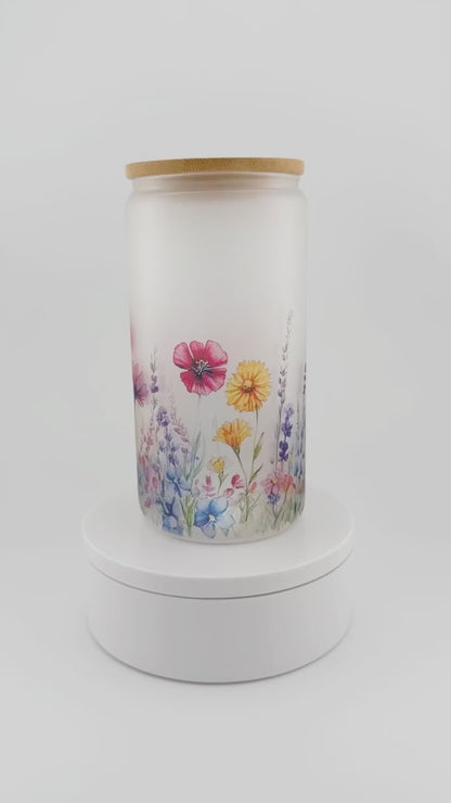 Wildflower Wrap Glass Can