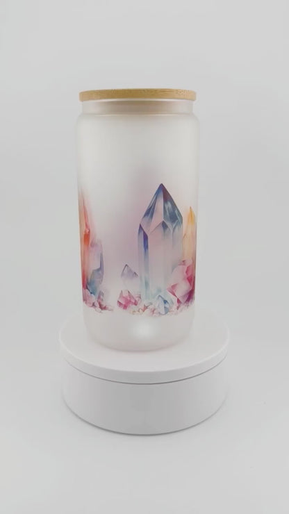 Watercolor Crystals Glass Can